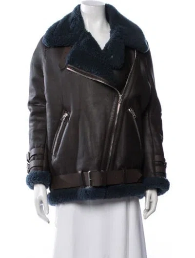 Pre-owned Acne Studios Shearling Biker Jacket In Brown
