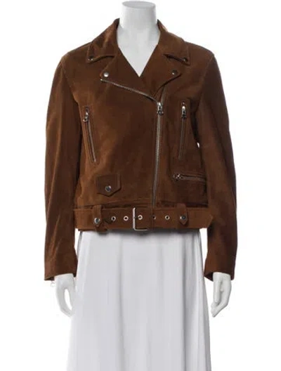 Pre-owned Acne Studios Shearling Biker Jacket In Brown
