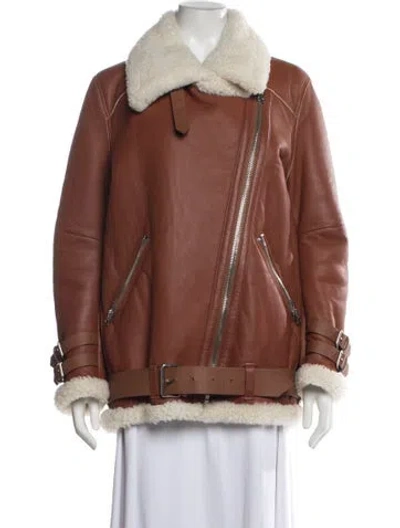 Pre-owned Acne Studios Shearling Biker Jacket In Brown