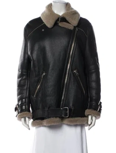 Pre-owned Acne Studios Shearling Biker Jacket In Brown