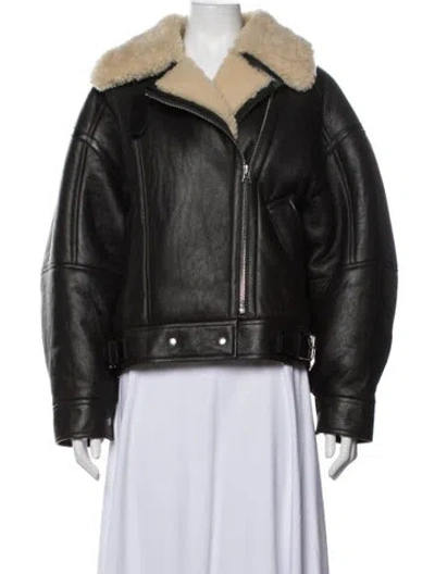 Pre-owned Acne Studios Shearling Biker Jacket In Brown