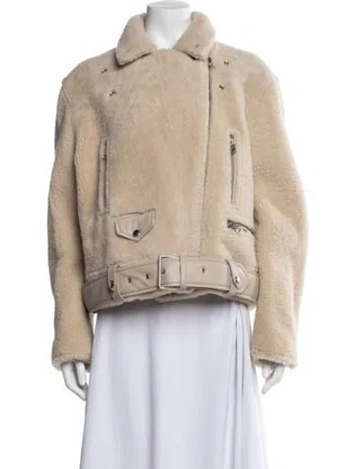 Pre-owned Acne Studios Shearling Biker Jacket In Neutral