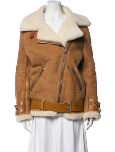 Pre-owned Acne Studios Shearling Biker Jacket In Neutrals