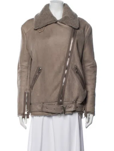 Pre-owned Acne Studios Shearling Biker Jacket In Neutrals