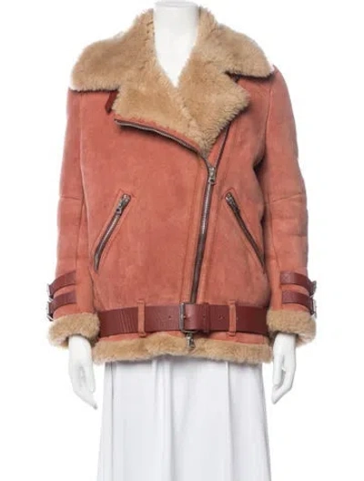 Pre-owned Acne Studios Shearling Biker Jacket In Orange