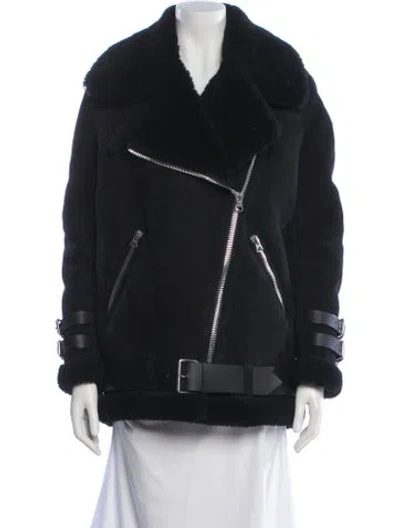 Pre-owned Acne Studios Shearling Biker Jacket W/ Tags In Blue