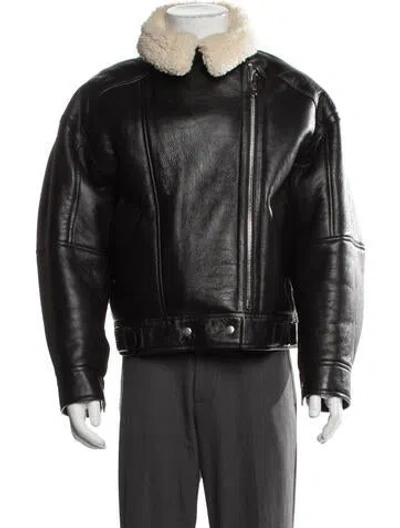 Pre-owned Acne Studios Shearling Bomber Jacket In Black