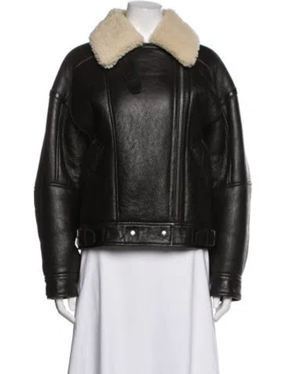 Pre-owned Acne Studios Shearling Bomber Jacket In Black