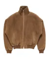 Acne Studios Leather Zip Front Jacket In Brown