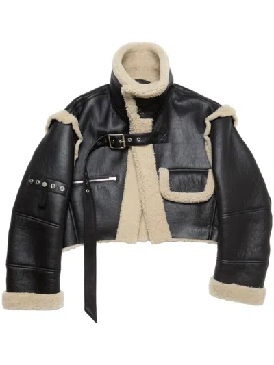 Acne Studios Shearling Buckled Jacket In Black