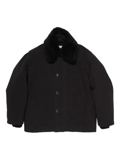 Acne Studios Shearling-collar Bomber Jacket In Black