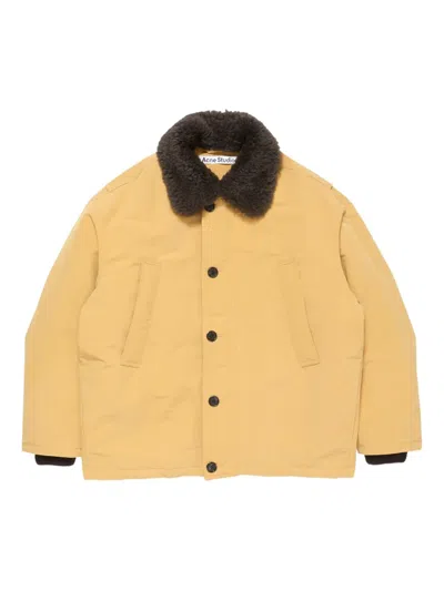 Acne Studios Shearling-collar Bomber Jacket In Neutral