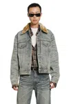 Acne Studios Shearling Collar Denim Jacket In Multi