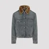 Acne Studios Shearling Collar Denim Trucker Jacket In Blue