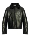 Acne Studios Shearling-collar Leather Jacket In Black