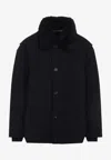 Acne Studios Mens Omanti Chamois Shearling-collar Nylon Jacket Black In Black