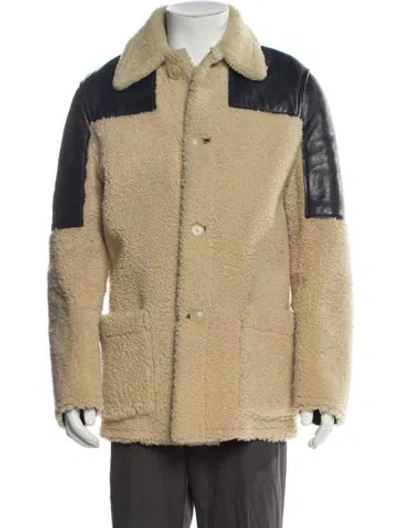 Pre-owned Acne Studios Shearling Colorblock Pattern Jacket In Neutral