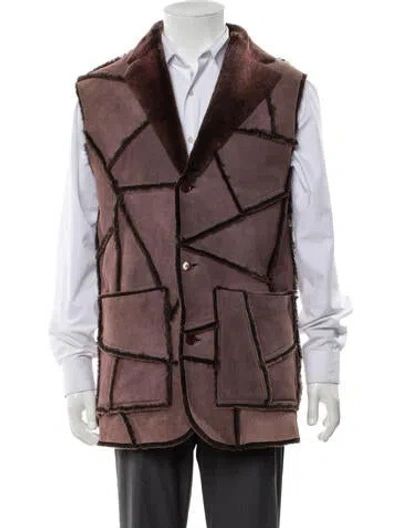 Pre-owned Acne Studios Shearling Colorblock Pattern Vest W/ Tags In Multi