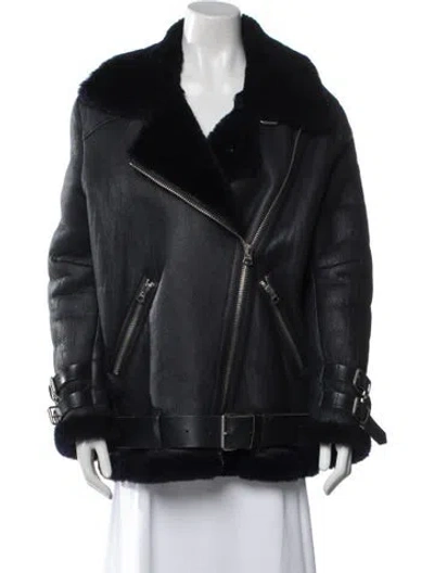 Pre-owned Acne Studios Shearling Faux Fur Coat In Black