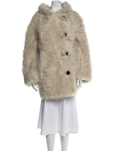 Pre-owned Acne Studios Shearling Faux Fur Coat In Neutral
