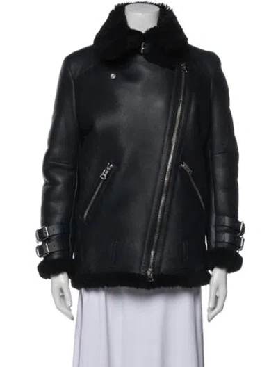 Pre-owned Acne Studios Shearling Faux Fur Jacket In Blue