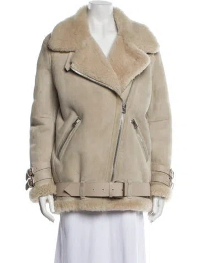Pre-owned Acne Studios Shearling Fur Coat In Neutral
