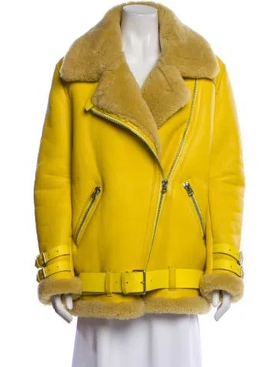 Pre-owned Acne Studios Shearling Fur Coat In Yellow