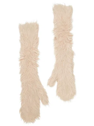 Acne Studios Shearling Gloves In Neutrals