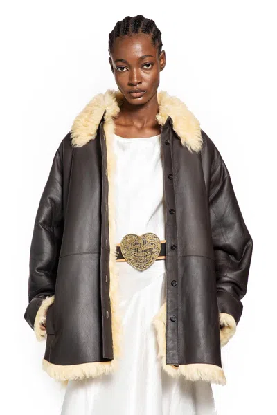 Acne Studios Shearling Jacket In Brown