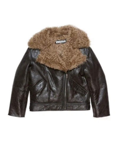 Acne Studios Shearling Leather Jacket In Black