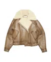 Acne Studios Leather Shearling Jacket In Multicolor