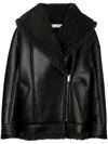 Acne Studios Shawl-collar Leather Biker Jacket In Black