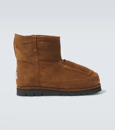 Acne Studios Shearling-lined Suede Ankle Boots In Ajq Tobacco Brown