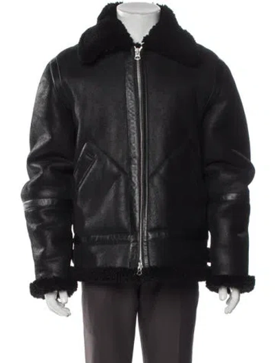 Pre-owned Acne Studios Shearling Moto Jacket In Black