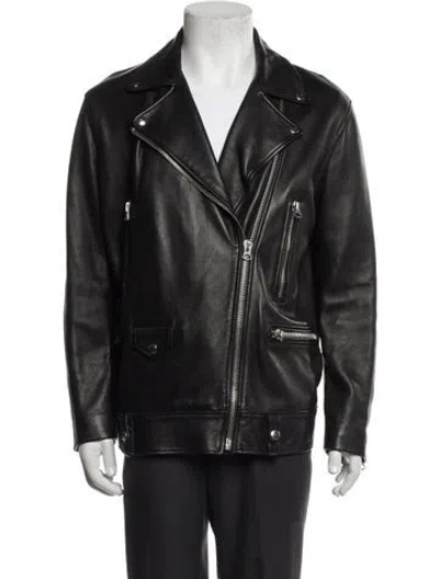 Pre-owned Acne Studios Shearling Moto Jacket In Black