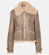 Acne Studios Shearling-trimmed Leather Jacket In Grey