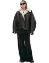 Acne Studios Sheepskin Aviator With Wool In Dark Brown