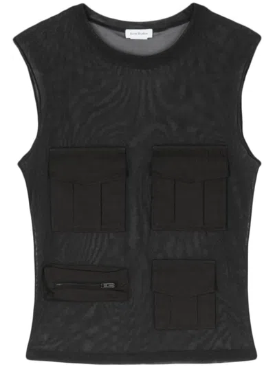 Acne Studios Sheer Cargo Tank Top In Aa2 Anthracite Grey