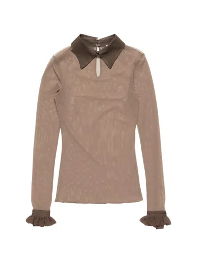 Acne Studios Sheer Nylon Shirt In Brown