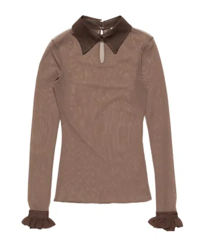 Acne Studios Sheer Nylon Shirt In Brown