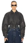 Acne Studios Shiny Bomber Jacket In Anthracite Grey