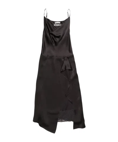 Acne Studios Shiny Satin Slip Dress In Black