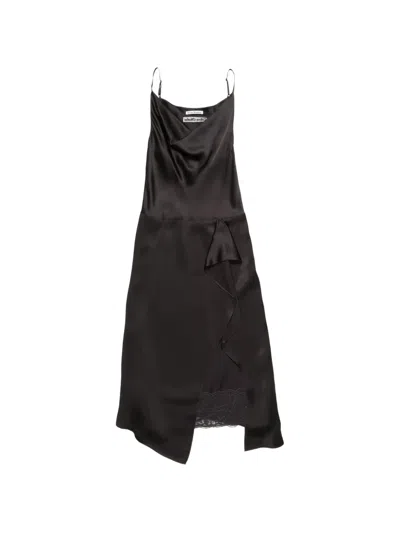 Acne Studios Shiny Satin Slip Dress In Brown