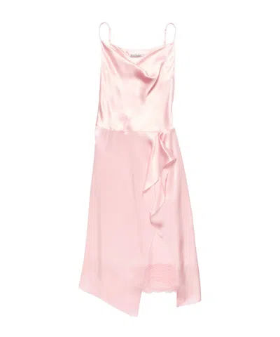 Acne Studios Shiny Satin Slip Dress In Pink