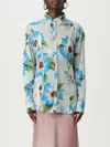 Acne Studios Suri Floral Print Button-up Shirt In Gray