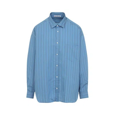 Acne Studios Long Sleeve Lyocell Striped Shirt In Blue