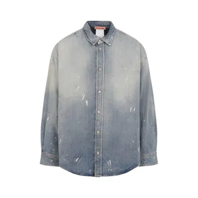 Acne Studios Light Blue Cotton Shirt In Gray