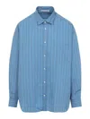 Acne Studios Striped Long Sleeve Button Up Shirt In Blue
