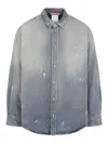 Acne Studios Distressed Denim Shirt In Blue