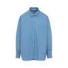 Acne Studios Striped Long Sleeve Button Up Shirt In Blue